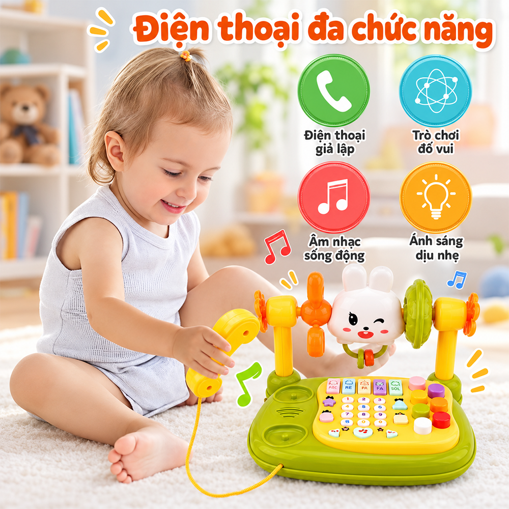 Đồ chơi đàn piano kết hợp điện thoại lục lạc Thỏ YL78927 PeeKaPaw Toys