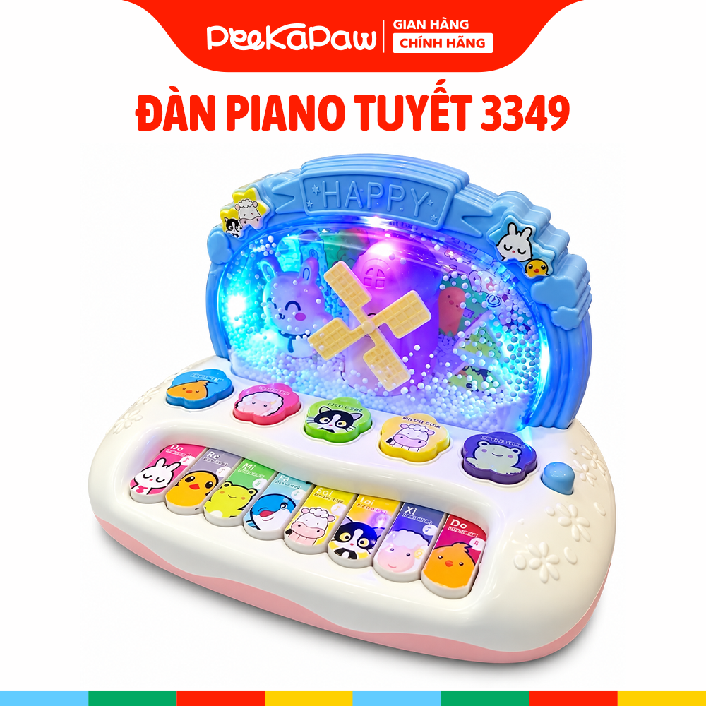 Đồ chơi Đàn piano cho bé cối xay phun tuyết âm thanh động vật 3349 PeeKaPaw Toys