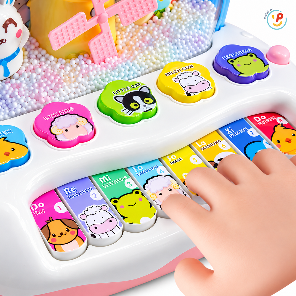 Đồ chơi Đàn piano cho bé cối xay phun tuyết âm thanh động vật 3349 PeeKaPaw Toys