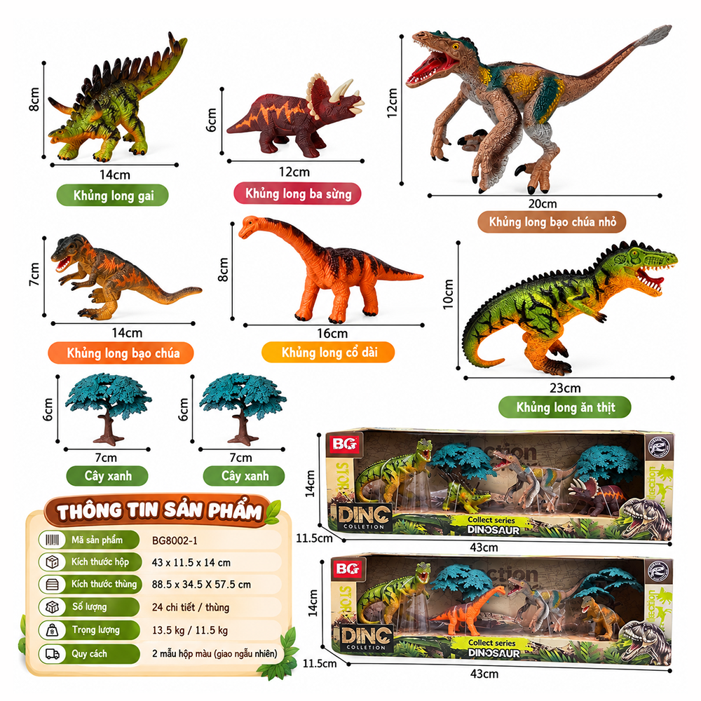 Đồ chơi mô hình Vườn khủng long hộp 43cm BG8002-1 PeeKaPaw Toys