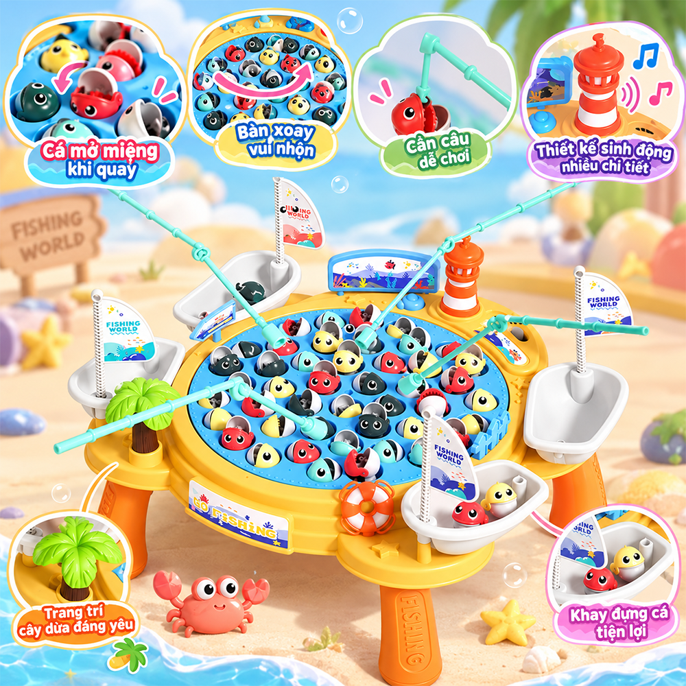Hồ câu cá có chân 45 con có nhạc xoay 156-23C PeeKaPaw Toys