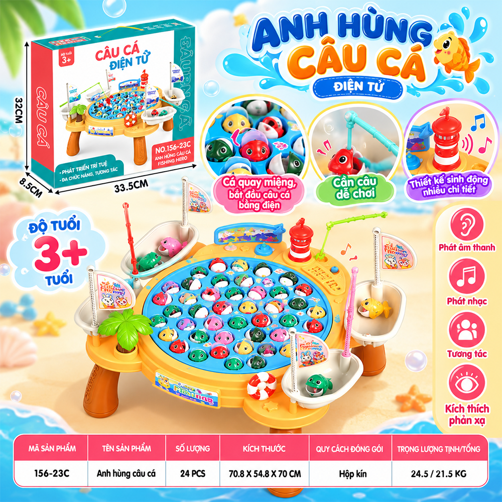 Hồ câu cá có chân 45 con có nhạc xoay 156-23C PeeKaPaw Toys