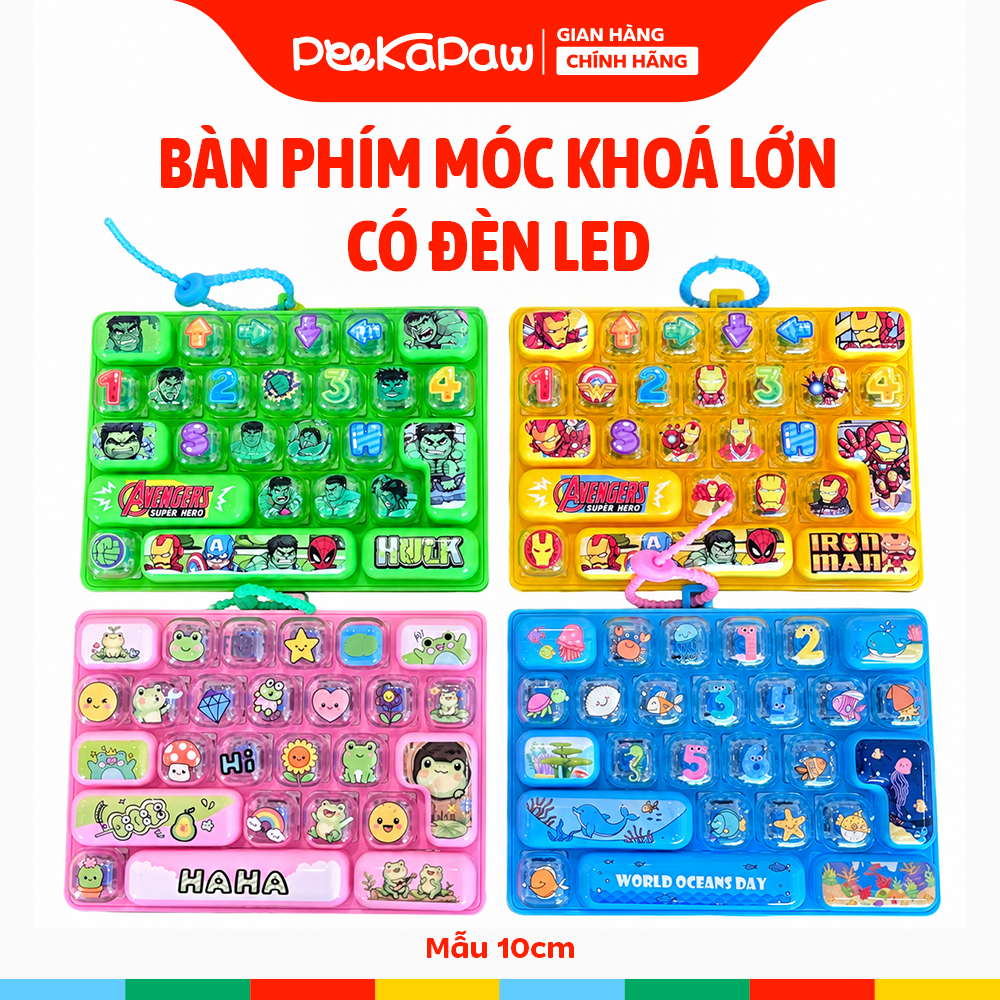 Đồ chơi bàn phím móc khoá 26 phím có đèn LED 10cm PeeKaPaw Toys