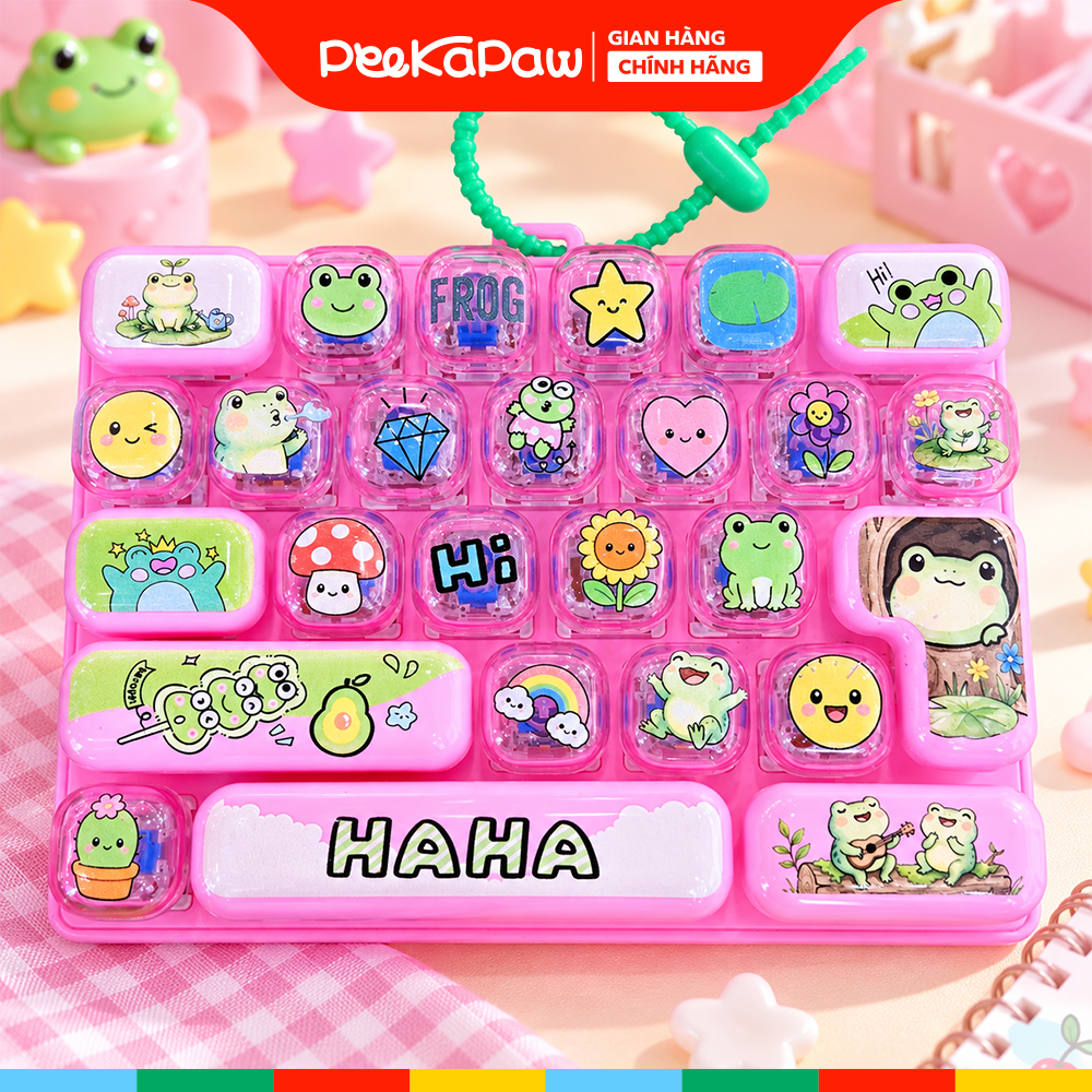 Đồ chơi bàn phím móc khoá 26 phím có đèn LED 10cm PeeKaPaw Toys