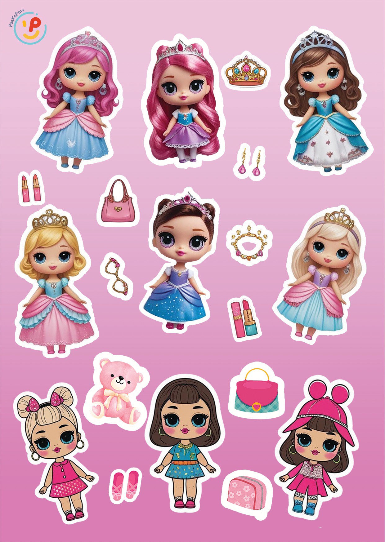 Sticker dán hình nhiều nhân vật vui nhộn