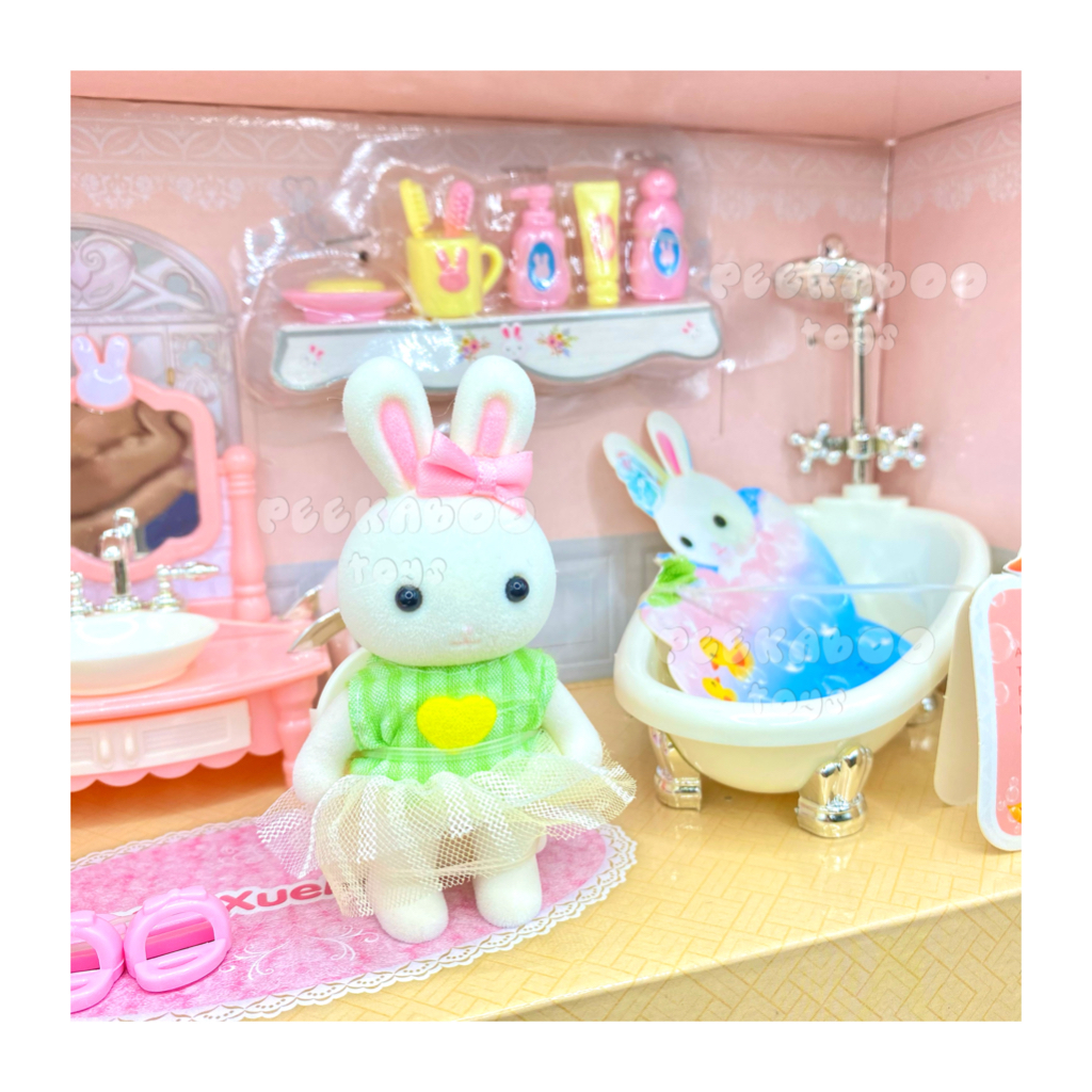 Đồ chơi Nhà Tắm mini Thỏ Hồng pastel đủ tiện nghi dễ thương cho bé 6620 đồ chơi trẻ em Peekaboo Toys