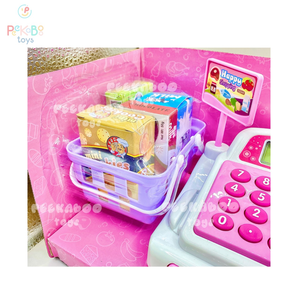 Đồ chơi siêu thị máy thu ngân có đèn và âm thanh màu hồng 36cm 5927 PeeKaPaw Toys