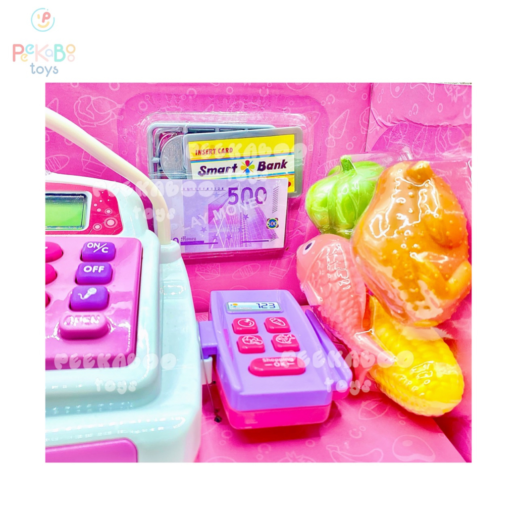 Đồ chơi siêu thị máy thu ngân có đèn và âm thanh màu hồng 36cm 5927 PeeKaPaw Toys