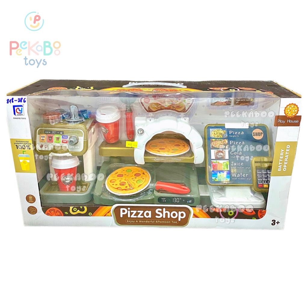 Bộ đồ chơi nấu ăn Nhà Hàng Nướng Bánh Pizza Máy Pha Café và Máy Tính Tiền Size Lớn 818-286 PeeKaPaw Toys