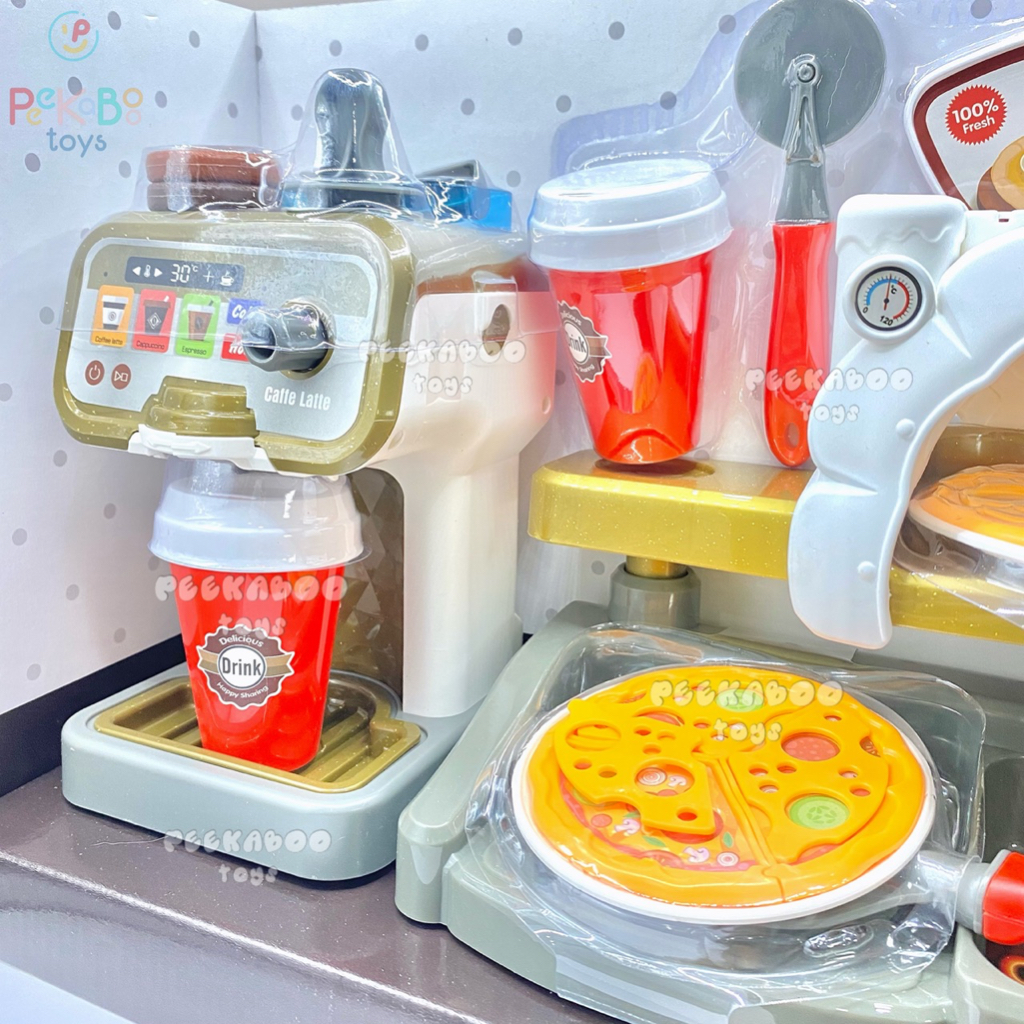 Bộ đồ chơi nấu ăn Nhà Hàng Nướng Bánh Pizza Máy Pha Café và Máy Tính Tiền Size Lớn 818-286 PeeKaPaw Toys