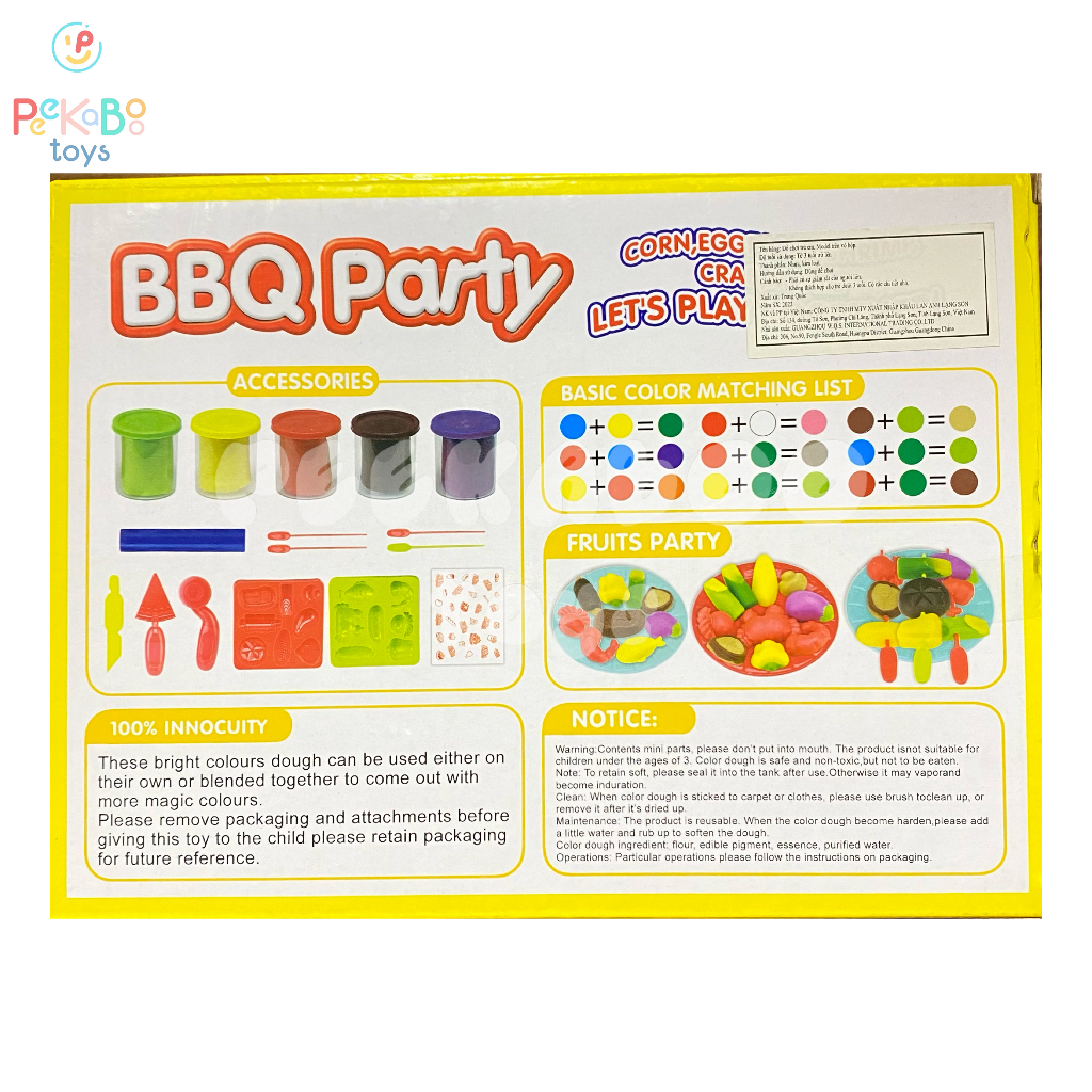 Đồ chơi Đất Sét Nặn Tạo Hình Sáng Tạo BBQ PARTY cho bé đồ chơi trẻ em Peekaboo Toys