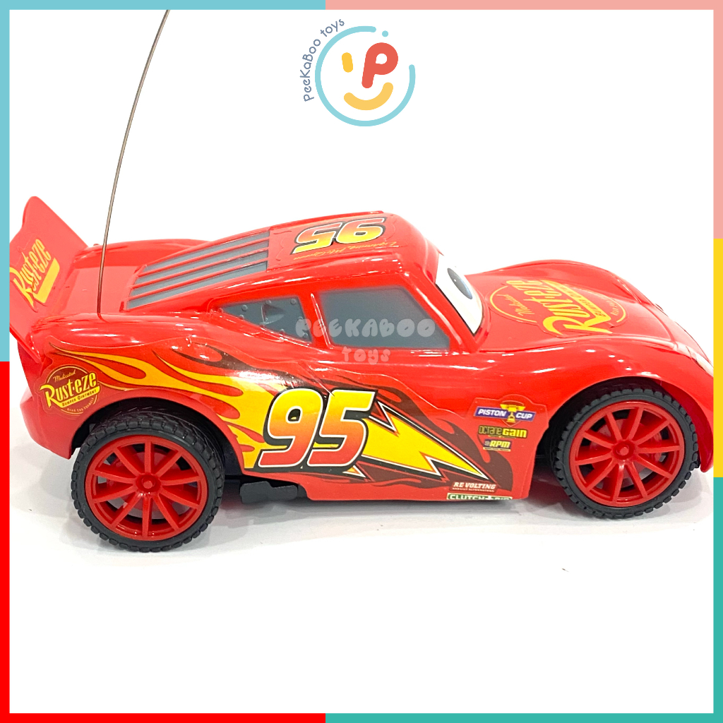 Xe ô tô điều khiển từ xa màu đỏ 17cm hoạt hình xe tia chớp 530 PeeKaPaw Toys