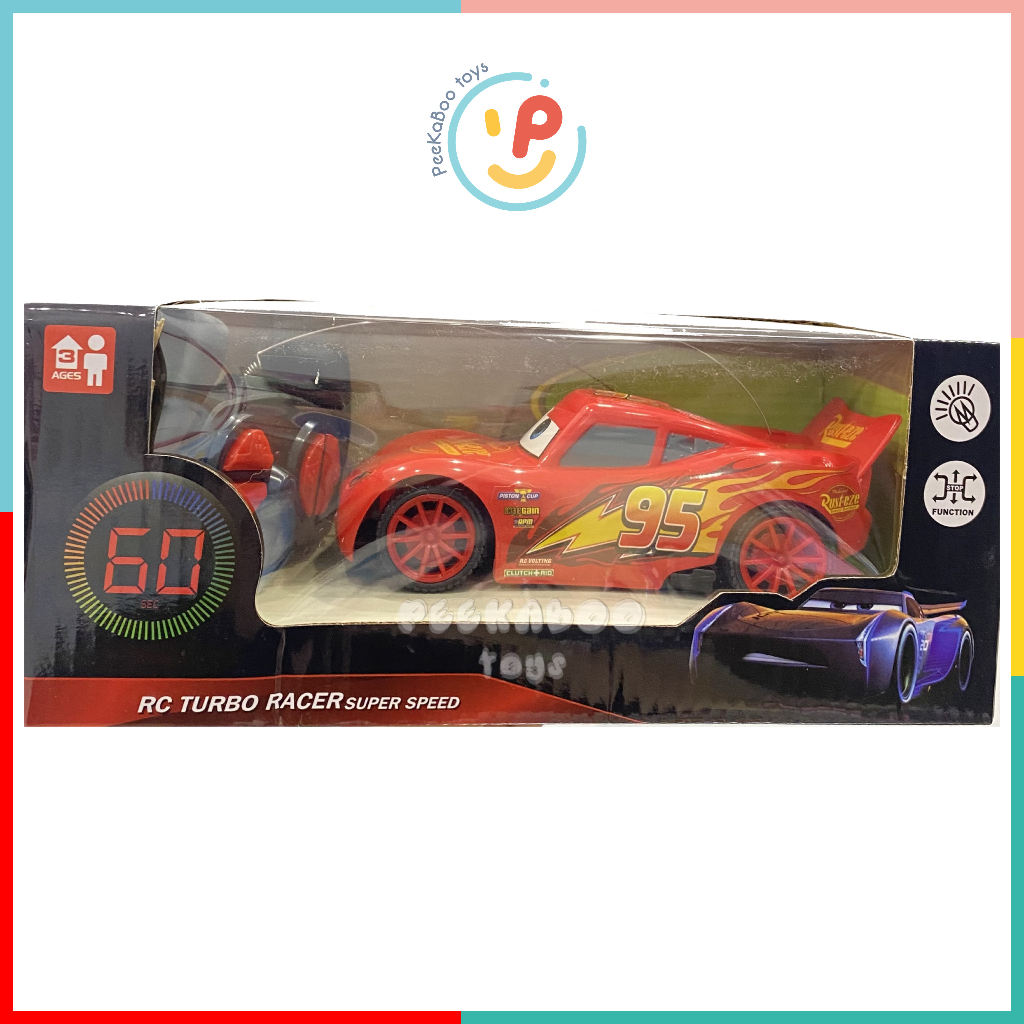 Xe ô tô điều khiển từ xa màu đỏ 17cm hoạt hình xe tia chớp 530 PeeKaPaw Toys