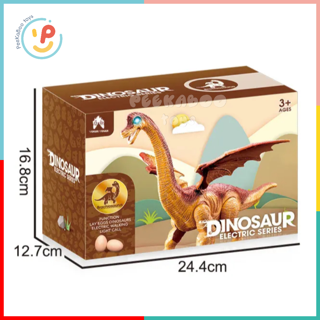 Đồ chơi Khủng Long Cổ Dài Đẻ Trứng có đèn LED và ÂM THANH Electric Jurrasic World 890A PeeKaPaw Toys