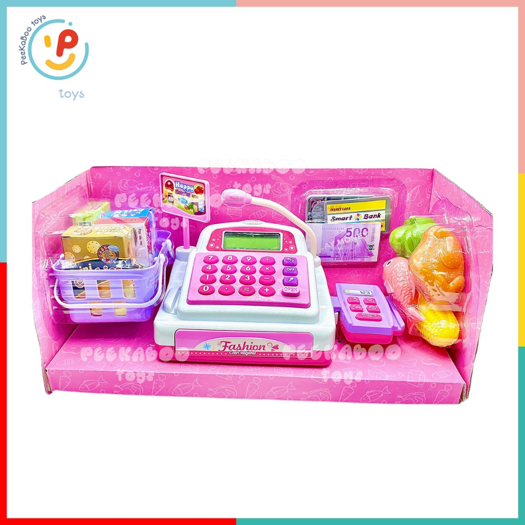 Đồ chơi siêu thị máy thu ngân có đèn và âm thanh màu hồng 36cm 5927 PeeKaPaw Toys