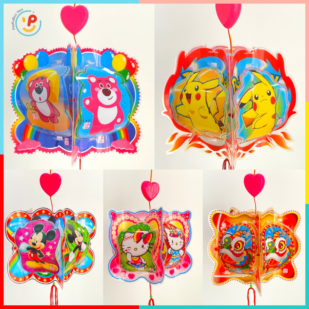 (Sẵn pin) Lồng đèn Trung Thu Nhân Vật Hoạt Hình 5 mảnh CÓ NHẠC ĐÈN Peekaboo Toys