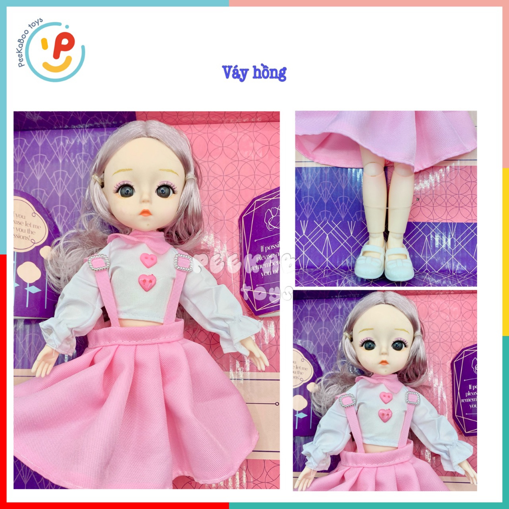 Búp bê bé gái có khớp tay tóc xám thời trang cao 32cm 826-5 peekabootoys
