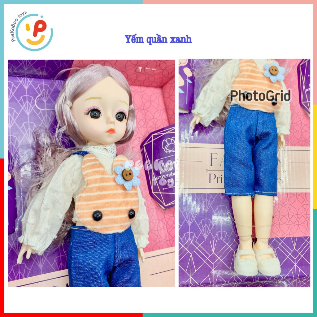 Búp bê bé gái có khớp tay tóc xám thời trang cao 32cm 826-5 peekabootoys