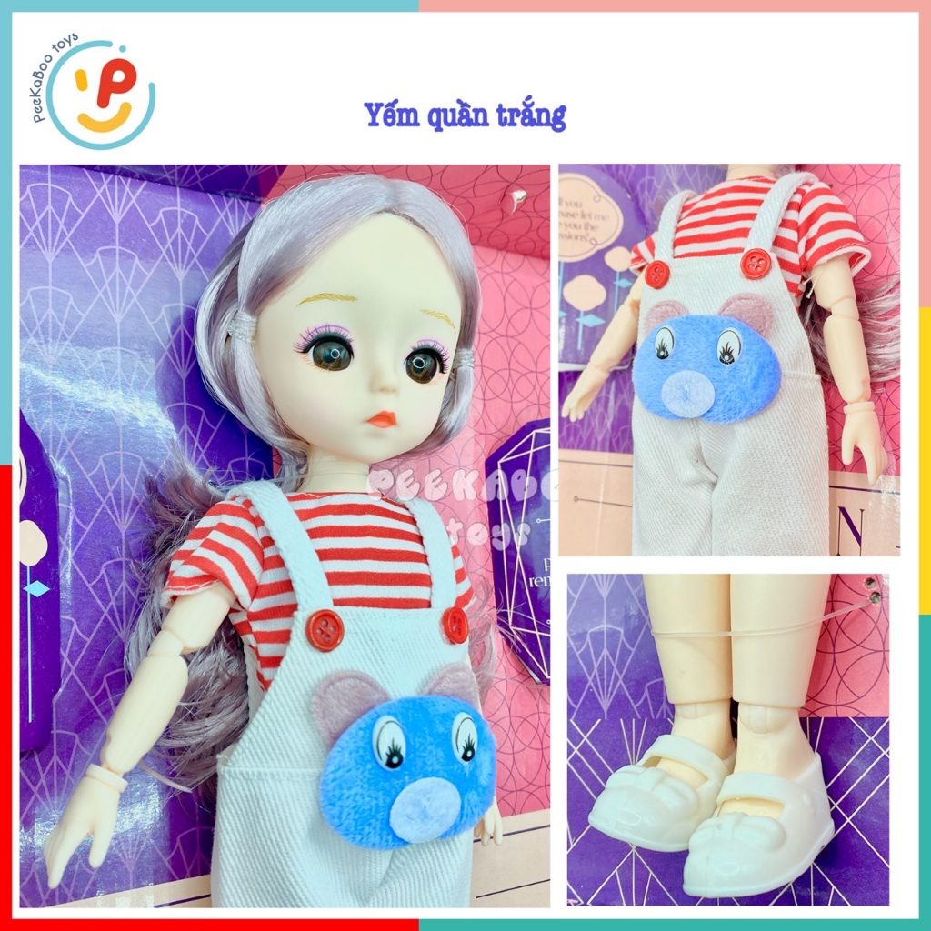 Búp bê bé gái có khớp tay tóc xám thời trang cao 32cm 826-5 peekabootoys