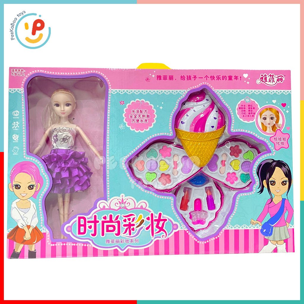 Búp bê công chúa và bộ trang điểm phấn mắt làm đẹp cho bé Lollipop peekabootoys 8322