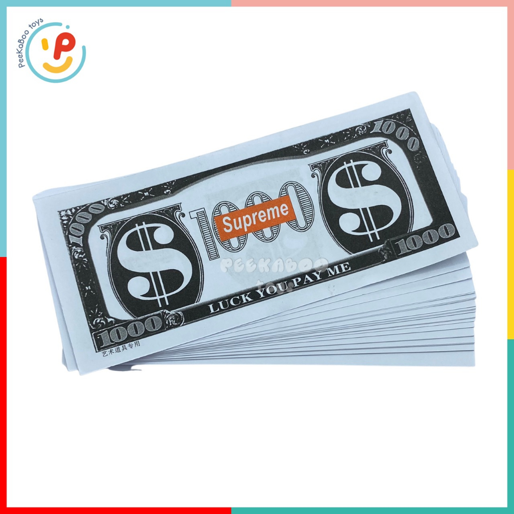 Đồ chơi máy phóng đô la Supreme vui nhộn tặng kèm 100 tờ đô la giấy peekabootoys