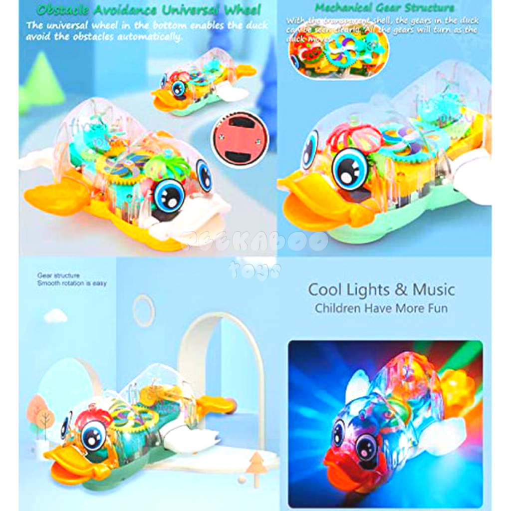 Đồ Chơi Vịt trong suốt Nhào Lộn 360 Độ Có Đèn Nhạc GEAR Duck 987A PeeKaPaw Toys