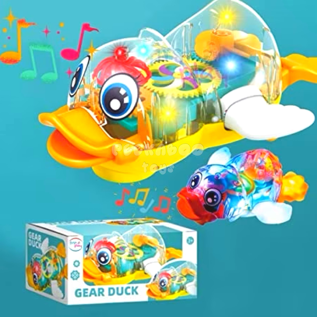 Đồ Chơi Vịt trong suốt Nhào Lộn 360 Độ Có Đèn Nhạc GEAR Duck 987A PeeKaPaw Toys