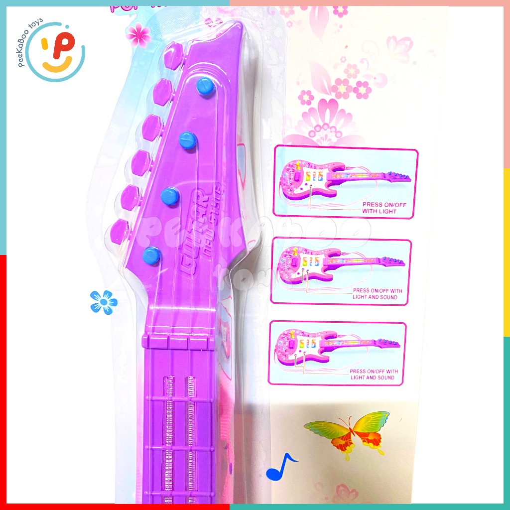 Đồ chơi Đàn Guitar 4 Dây 53cm Mini chạy pin cho bé tập học nhạc PeeKaPaw Toys