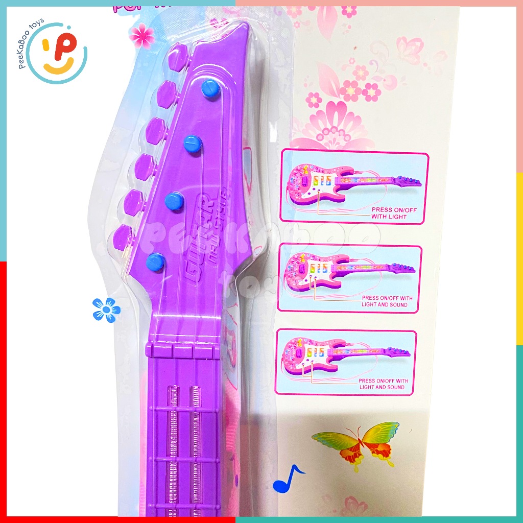 Đồ chơi Đàn Guitar 4 Dây 53cm Mini chạy pin cho bé tập học nhạc PeeKaPaw Toys