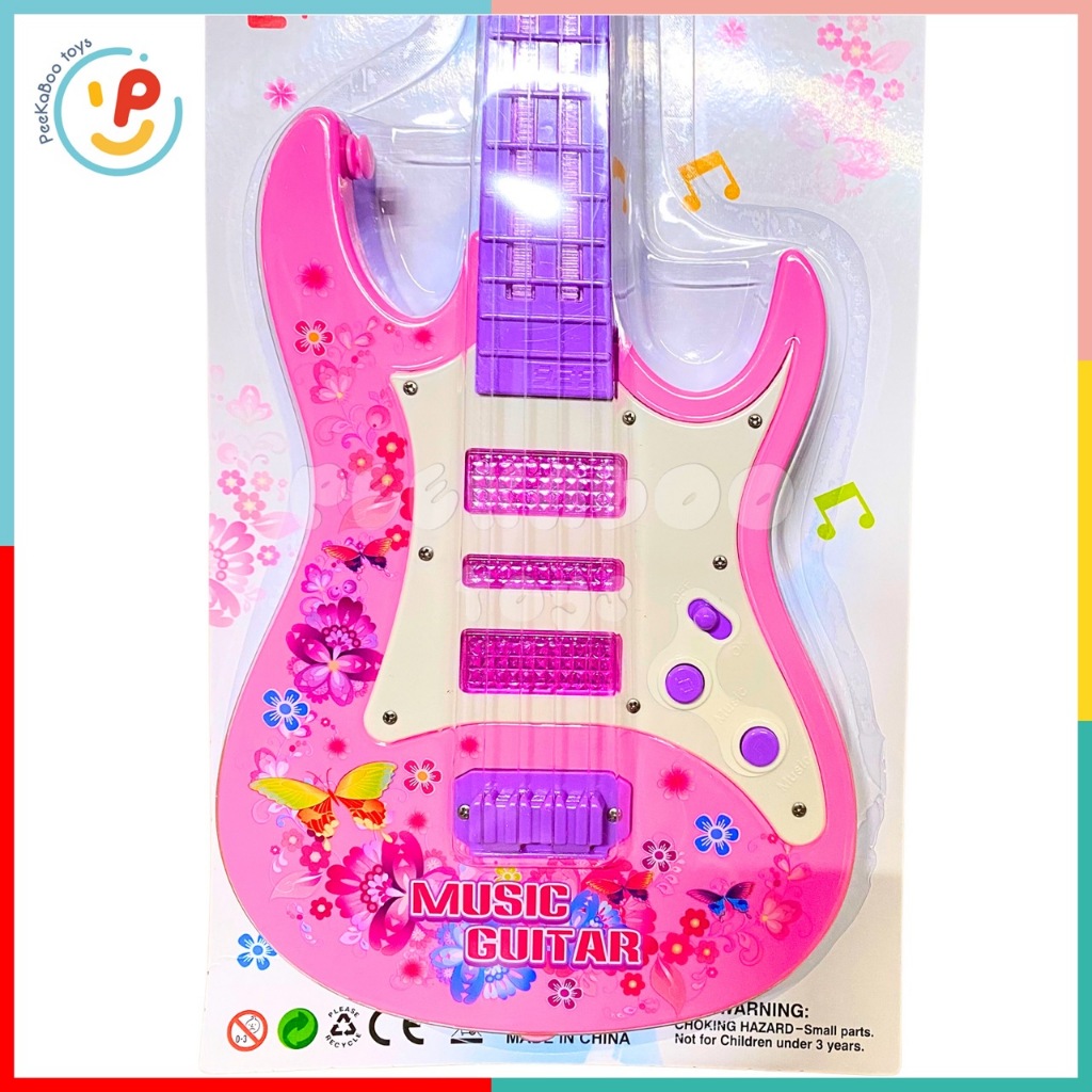 Đồ chơi Đàn Guitar 4 Dây 53cm Mini chạy pin cho bé tập học nhạc PeeKaPaw Toys