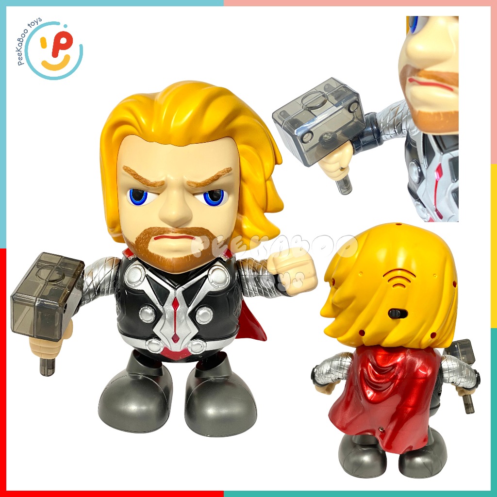 Mô hình Nhân Vật Siêu Anh Hùng Avengers Có Đèn và Âm Thanh sống động Thor chạy pin