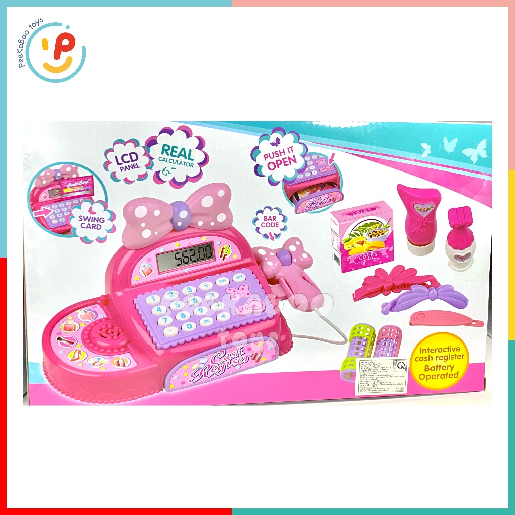Đồ chơi siêu thị máy thu ngân có nơ màu hồng 50cm 35562 peekabootoys