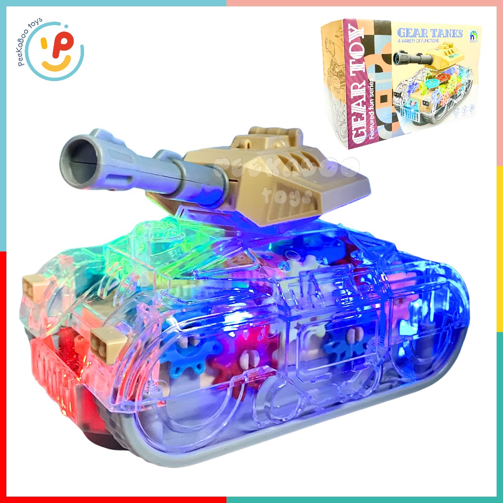 Đồ Chơi Xe Tăng GEAR TANK 22139 Trong Suốt Có Đèn Led Nhiều Màu và Âm Thanh PeeKaPaw Toys