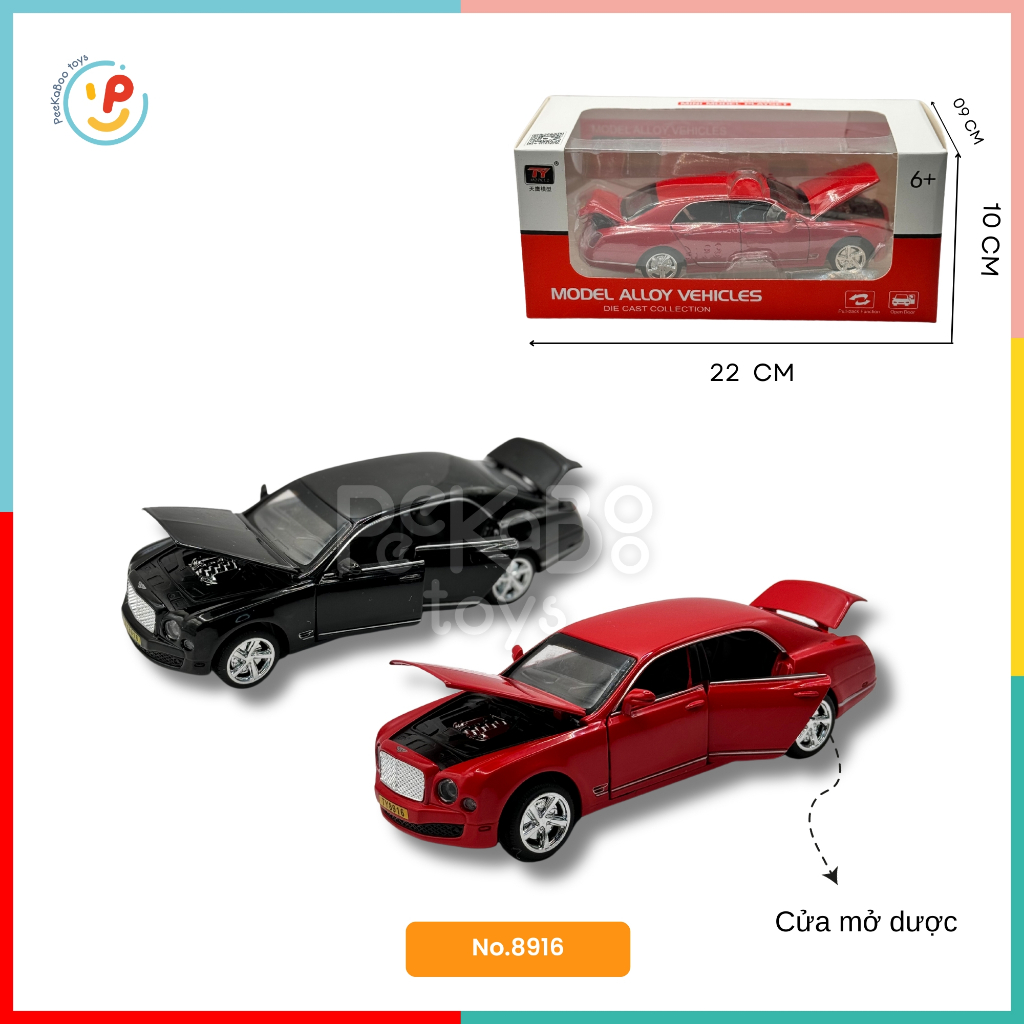 Siêu xe mô hình tỷ lệ 1:32 mở được cửa chạy trớn 22cm đồ chơi trẻ em Peekaboo Toys