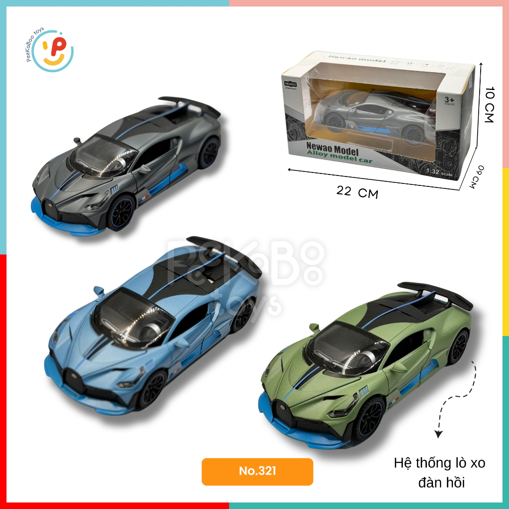 Siêu xe mô hình tỷ lệ 1:32 mở được cửa chạy trớn 22cm đồ chơi trẻ em Peekaboo Toys