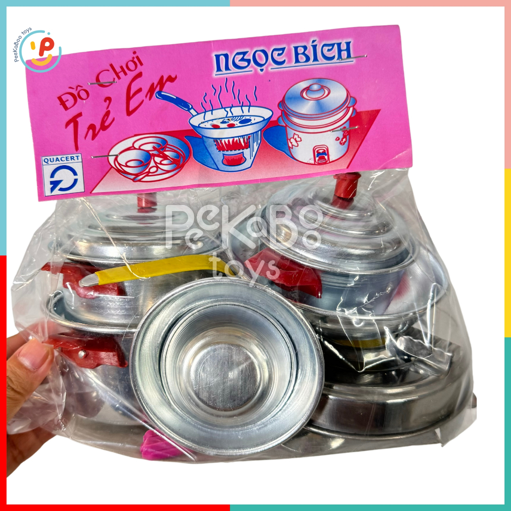 Đồ chơi nhà bếp nấu ăn bằng nhôm cho bé kèm bếp nến Túi cỡ Lớn PeeKaPaw Toys