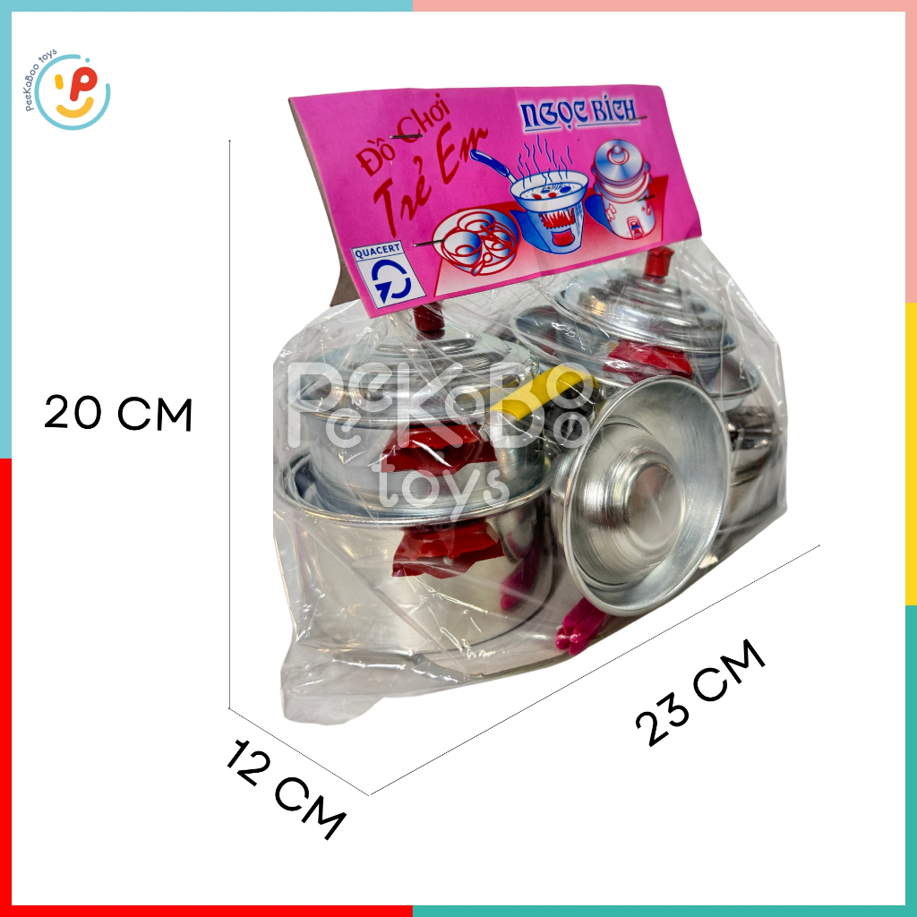 Đồ chơi nhà bếp nấu ăn bằng nhôm cho bé kèm bếp nến Túi cỡ Lớn PeeKaPaw Toys