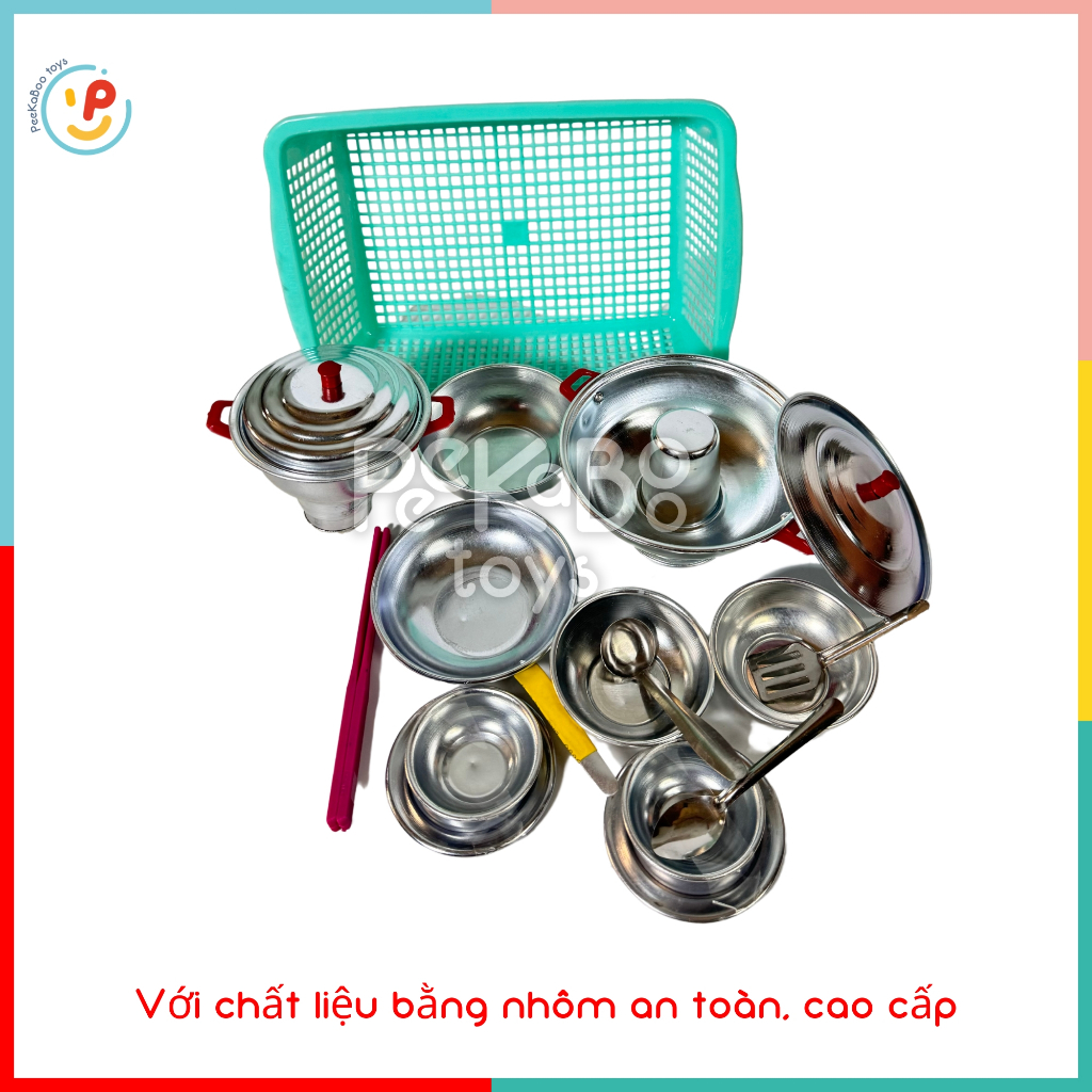Đồ chơi nhà bếp lẩu cù lao bằng NHÔM 29cm hàng Việt Nam