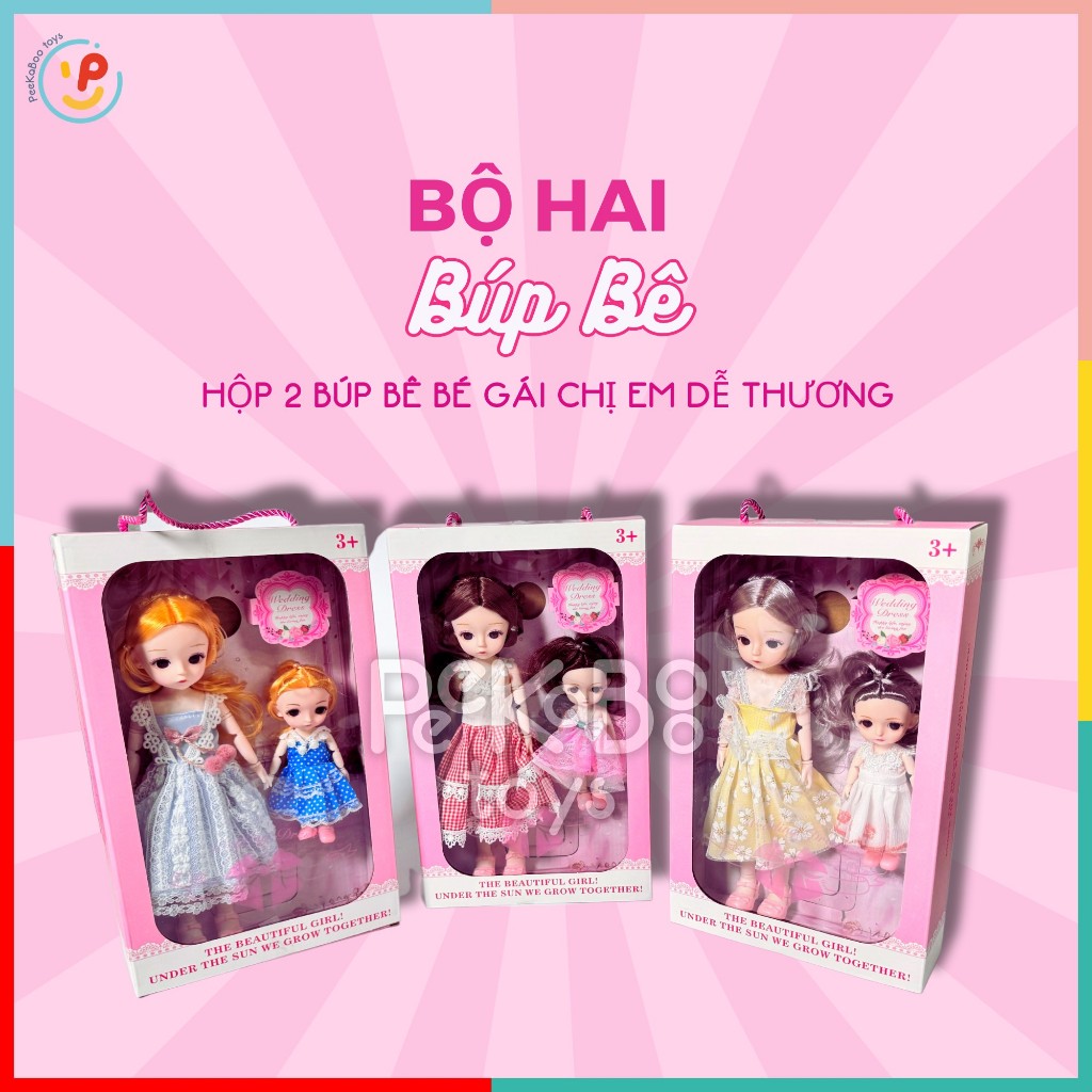 Búp bê cho bé hộp 2 búp bê bé gái chị em dễ thương 2021K