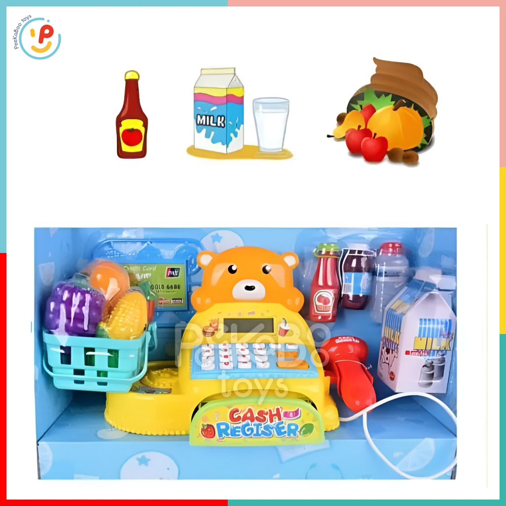 Đồ chơi siêu thị máy thu ngân Gấu Vàng 40cm 35561 dùng pin CÓ ÂM THANH CÓ ĐÈN peekabootoys