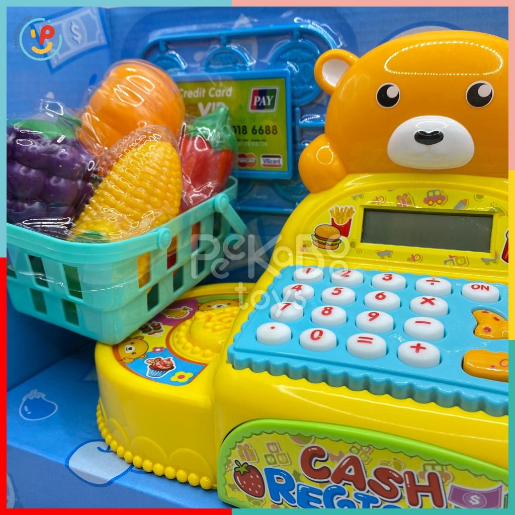 Đồ chơi siêu thị máy thu ngân Gấu Vàng 40cm 35561 dùng pin CÓ ÂM THANH CÓ ĐÈN peekabootoys
