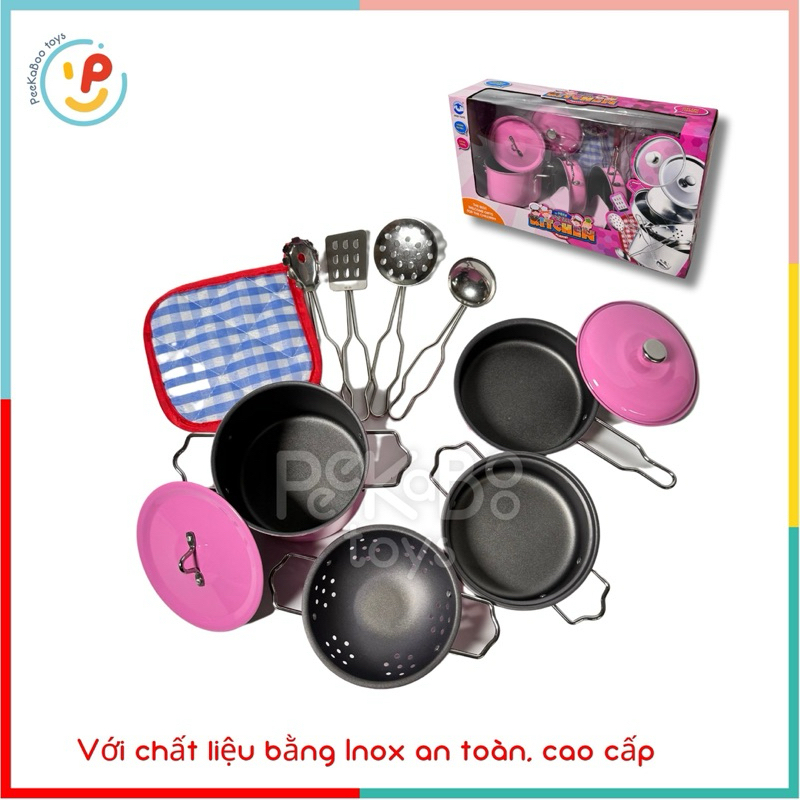 Đồ Chơi Dụng Cụ Nấu Ăn Nhà Bếp Mini Bằng INOX 3815 PeeKaPaw Toys