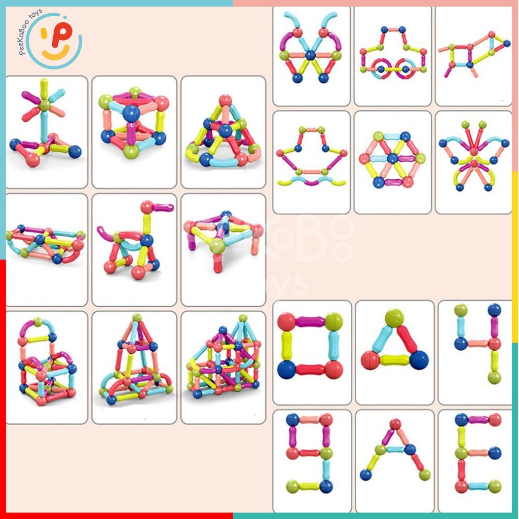 Bộ xếp hình nam châm nhiều chi tiết cho bé phát triển tư duy PeeKaPaw Toys