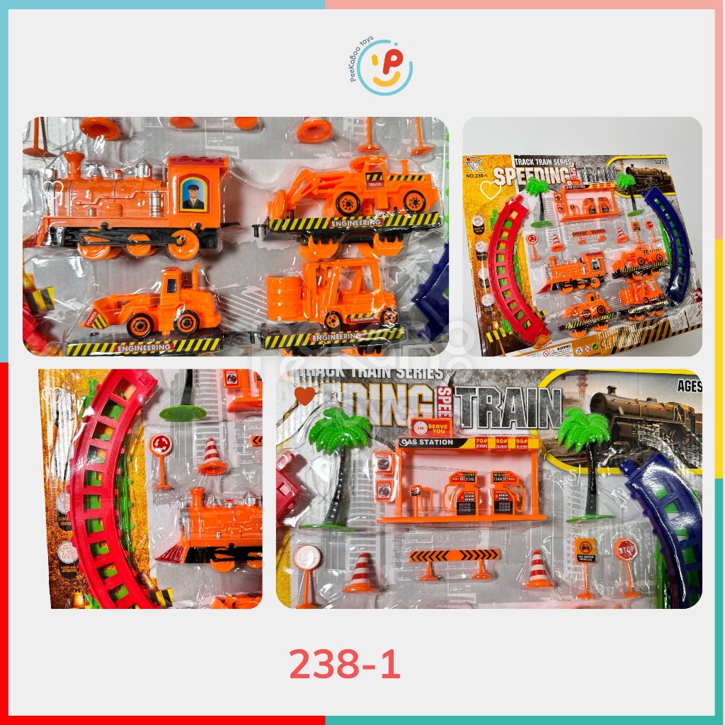 Đồ chơi vỉ đường ray xe lửa nhiều chi tiết nhà ga đoàn tàu 238 Peekapaw Toys