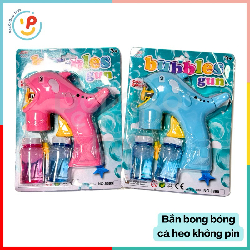 Đồ chơi Súng Bắn Bong Bóng Hình Cá Heo Không Pin 8899 Tặng Kèm 2 Lọ Xà Phòng cho bé đồ chơi trẻ em Peekaboo Toys