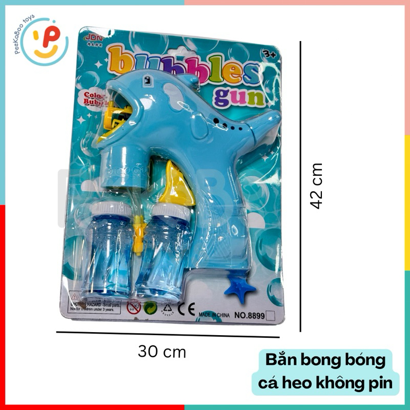 Đồ chơi Súng Bắn Bong Bóng Hình Cá Heo Không Pin 8899 Tặng Kèm 2 Lọ Xà Phòng cho bé đồ chơi trẻ em Peekaboo Toys
