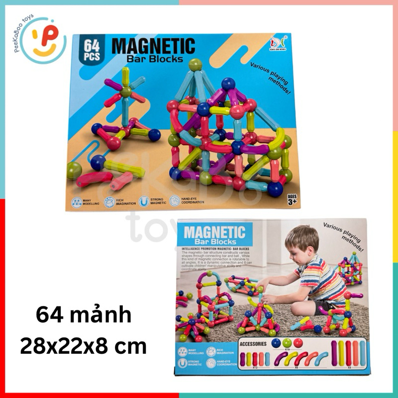 Bộ xếp hình nam châm nhiều chi tiết cho bé phát triển tư duy PeeKaPaw Toys