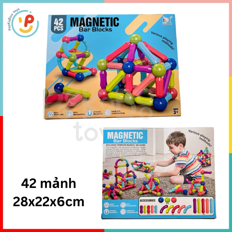 Bộ xếp hình nam châm nhiều chi tiết cho bé phát triển tư duy PeeKaPaw Toys