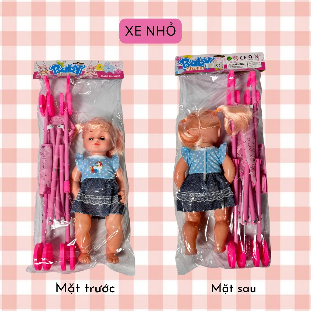 Búp bê có xe đẩy gấp lại được cho bé tập đi đồ chơi trẻ em Peekaboo Toys