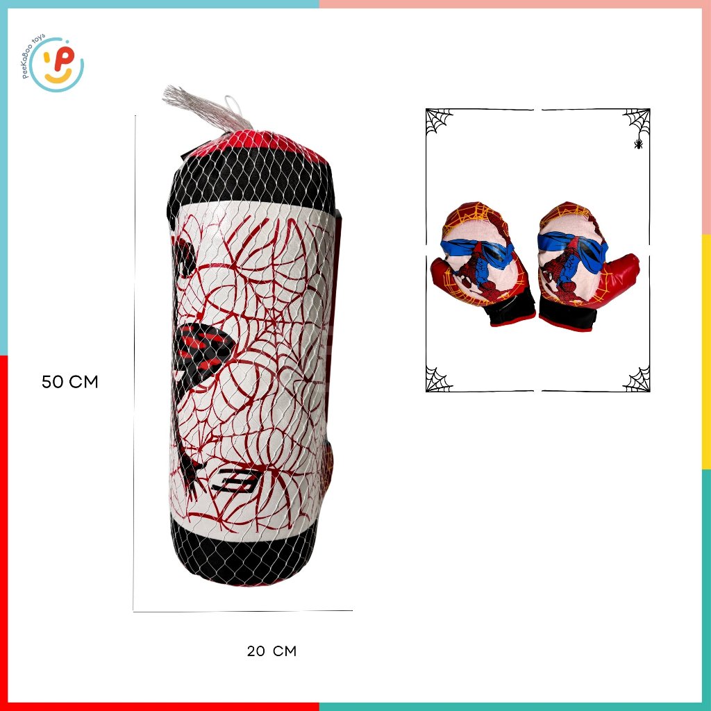 Bao tập đấm bốc Boxing Muay Thai cho trẻ em hình Người Nhện size lớn 50 cm PeeKaPaw Toys
